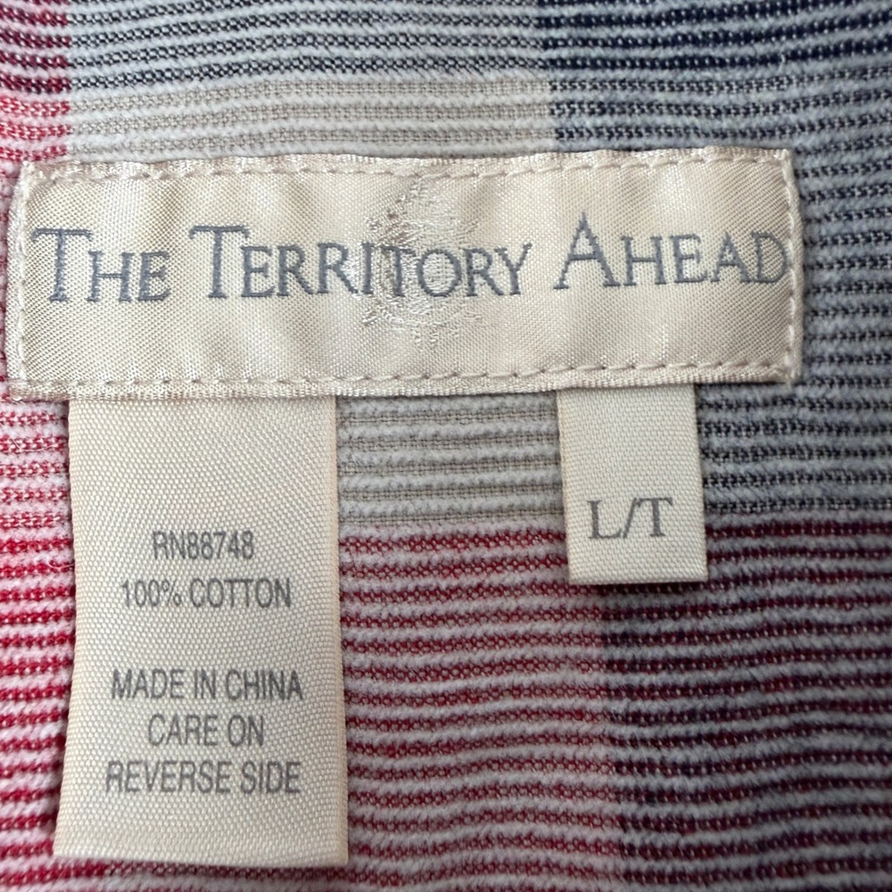 The Territory Ahead Shirt Mens LT Red‎ Gray Plaid Button Down Long Sleeve - Picture 3 of 9